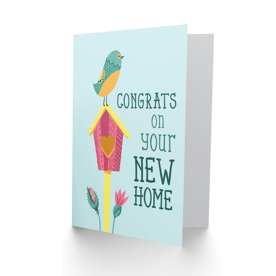 image 1 of Cute Birdhouse Love Heart Congrats New Home Card