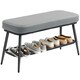 image 1 of HOMCOM Shoe Bench, PU Leather Shoe Storage Bench for Entryway, Grey Grey | Black