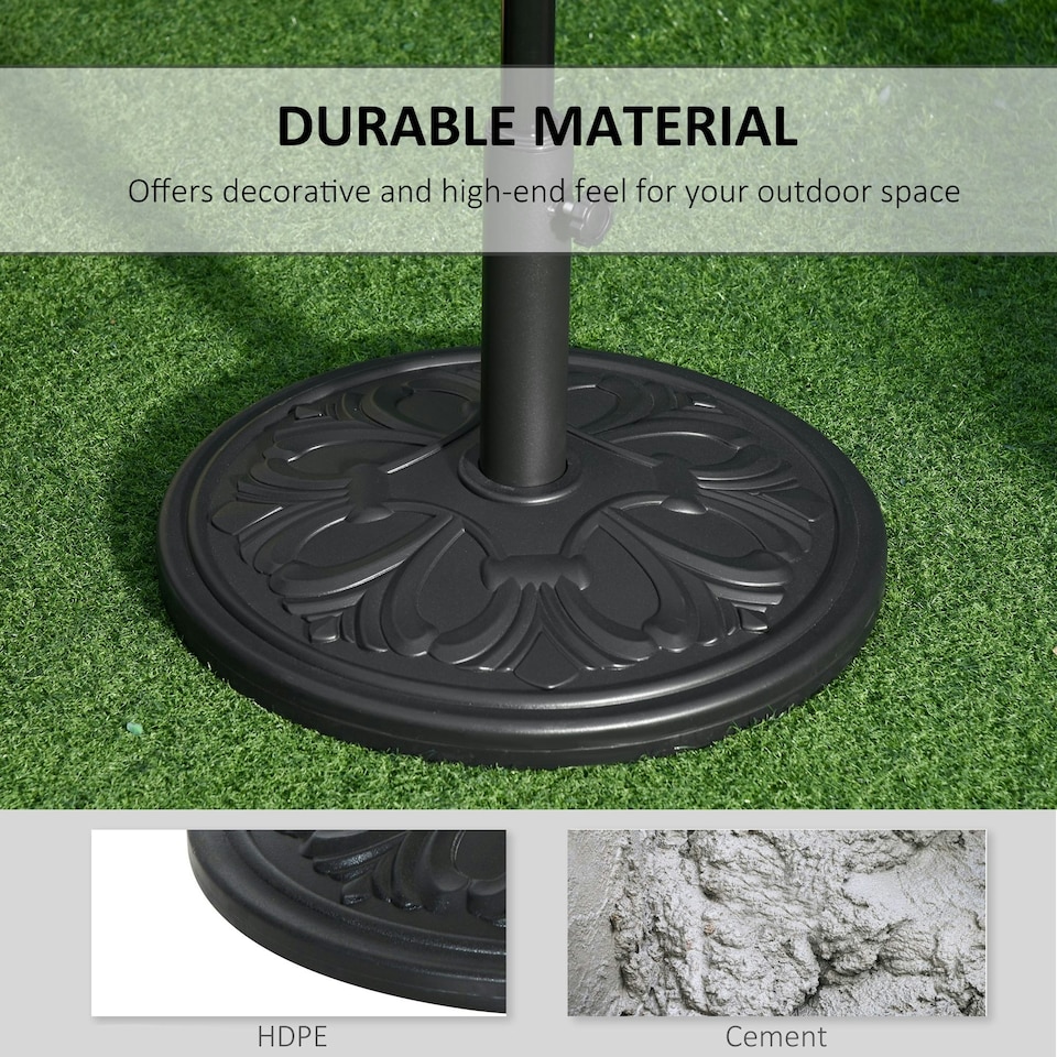 image 1 of Outsunny 13KG Round Parasol Base Heavy Duty Cement Stand Umbrella Holder Garden