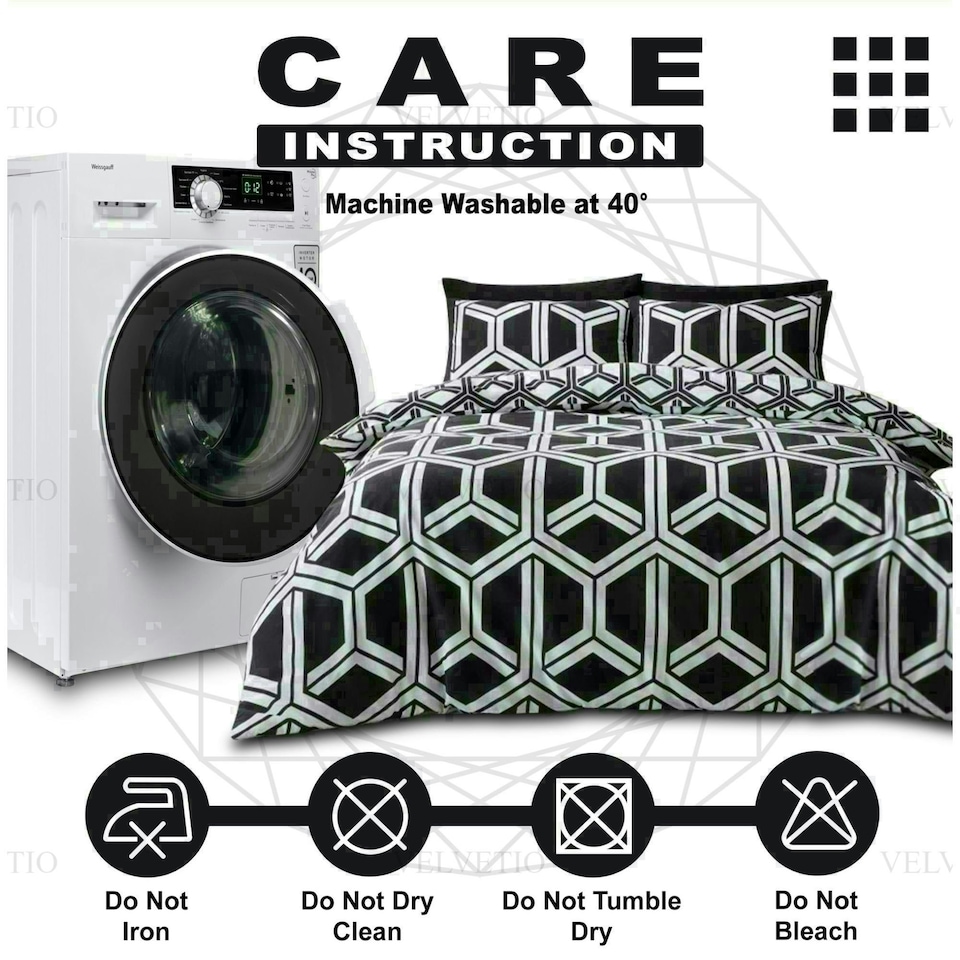 image 1 of Hendrix Geometric Duvet Cover Set Reversible Polycotton Beddings Multi | Single
