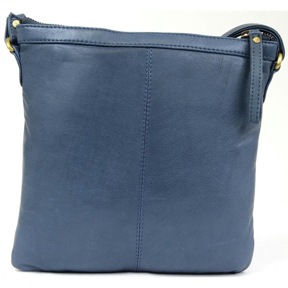 image 1 of Butter Soft Premium Leather Cross Body Bag, Adjustable Shoulder Strap Blue | Blue