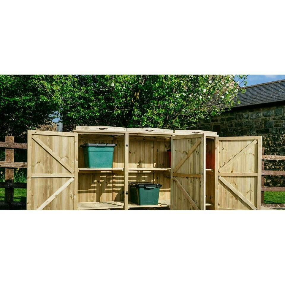 image 1 of Chatburn 6 Recycle Box Store - Timber - L80.4 x W180.5 x H120 cm - Fits 6 x Recycle Boxes Brown