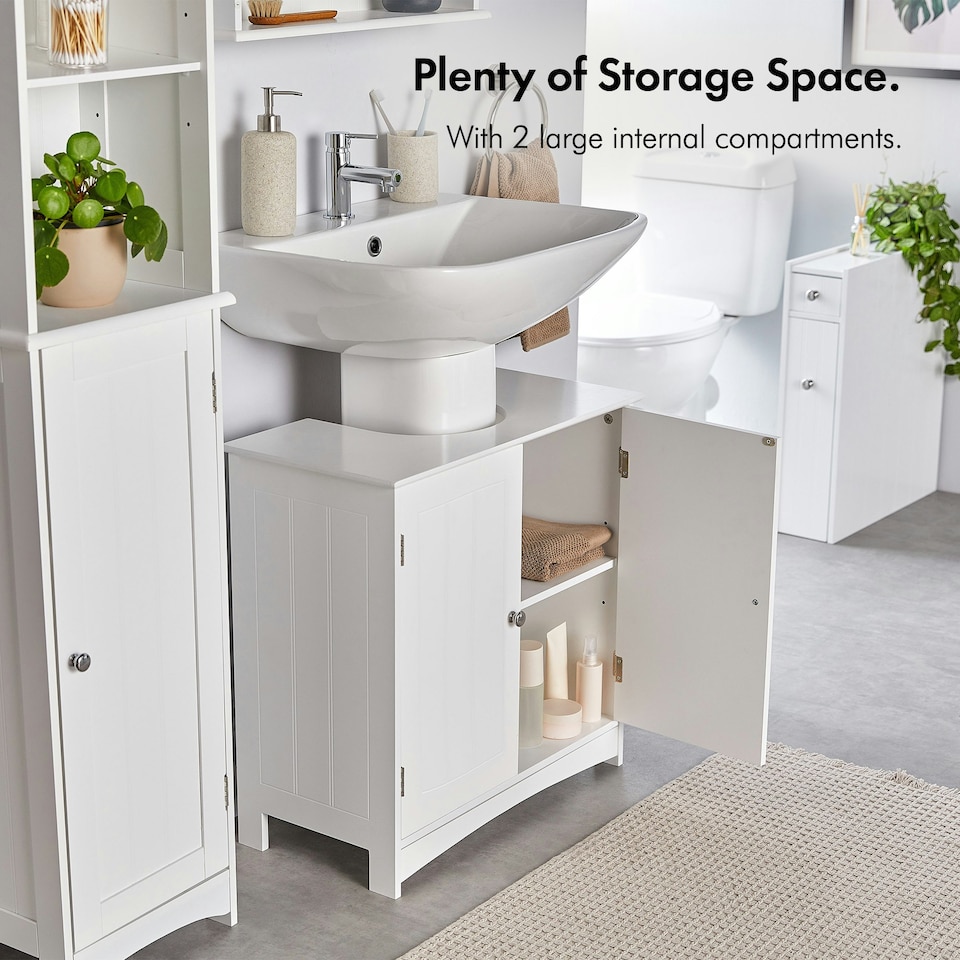 image 1 of VonHaus Holbrook White Under Sink Bathroom Cabinet