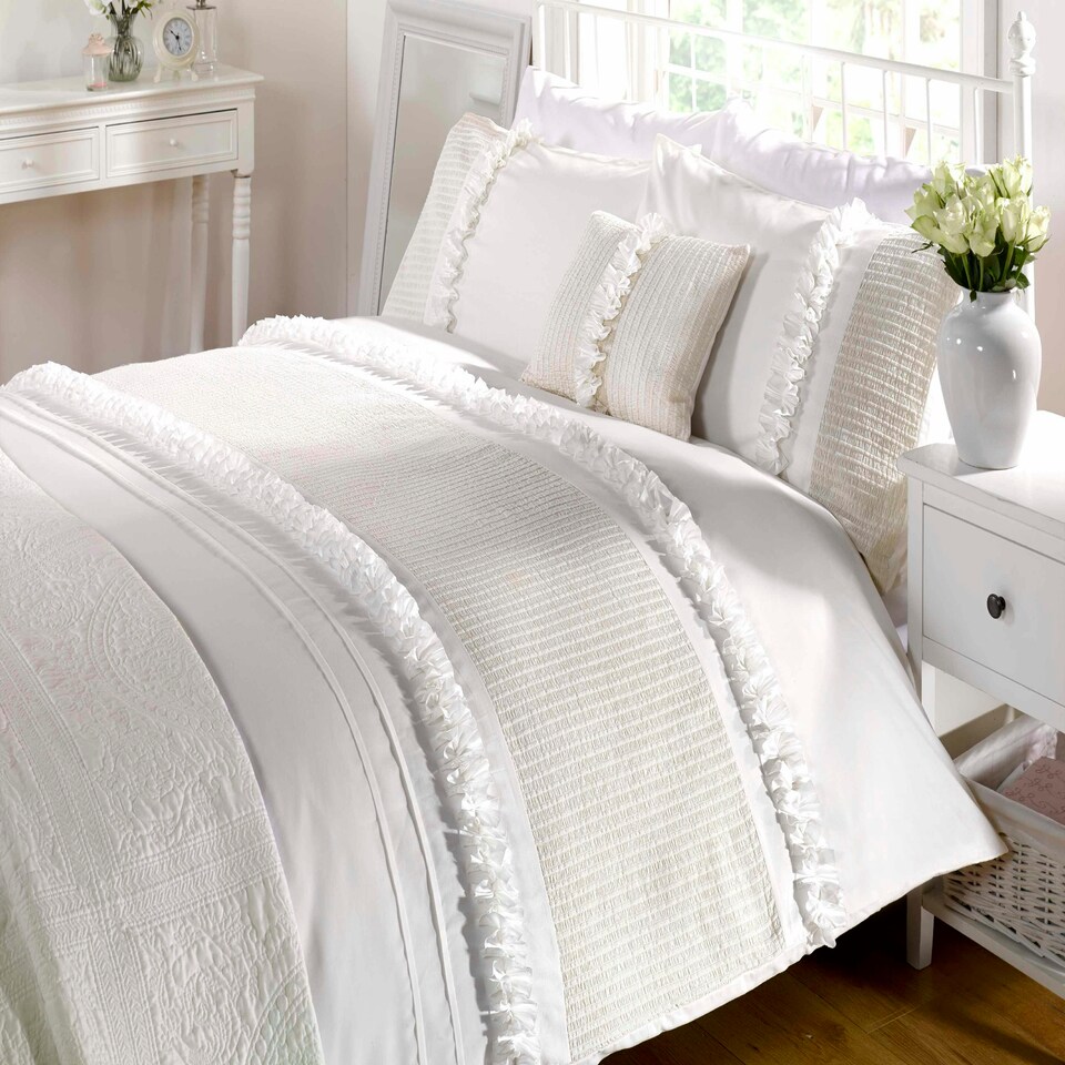 image 1 of Serenity Polycotton Duvet Cover Set with Pillowcase White | Single