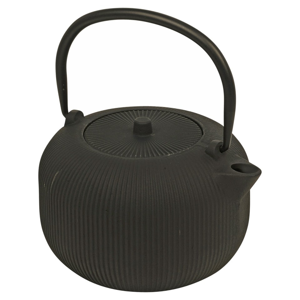 image 1 of 1L Cast Iron Authentic Japanese Kettle Teapot with Stainless Steel Infuser Filter | Black | Black | 1