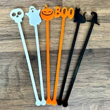 Halloween Characters Acrylic Drink Stirrers - Pack of 6