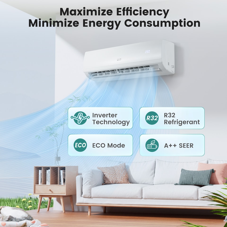 image 1 of COSTWAY 9000 BTU Mini Split Air Conditioner AC Unit with Heat Pump