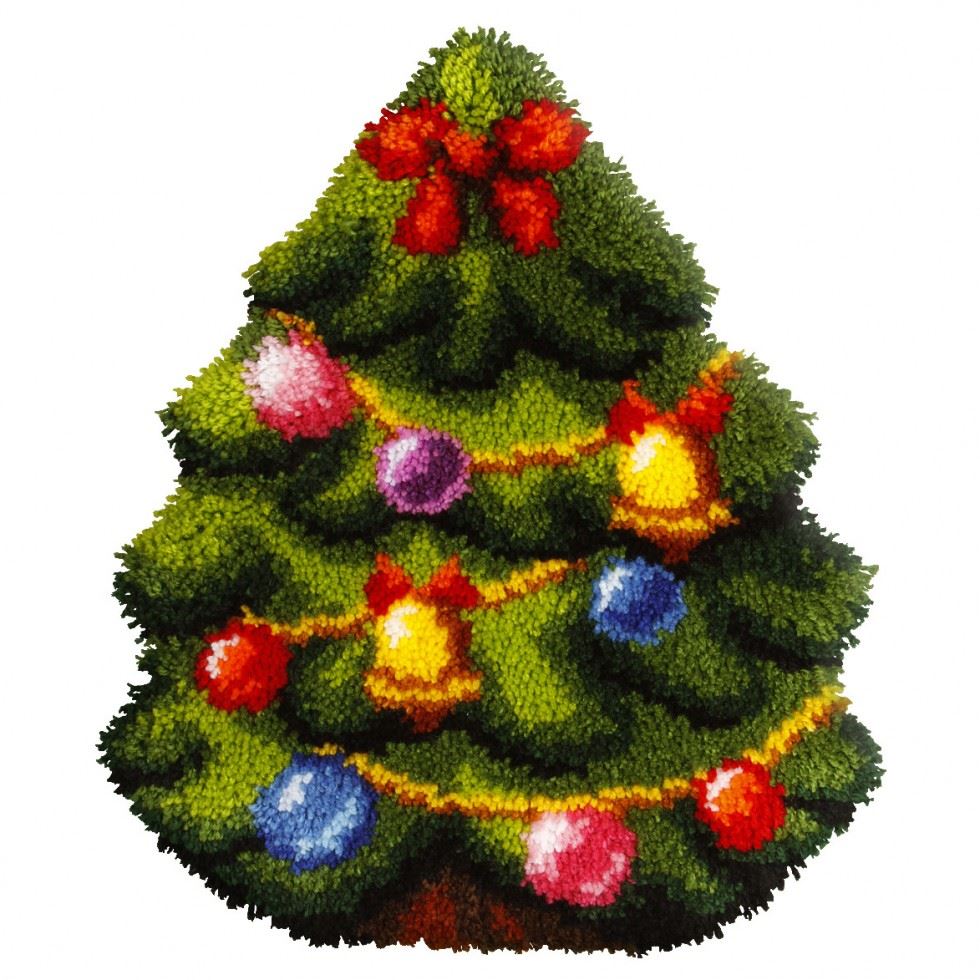 Orchidea L/HK CHRISTMAS TREE - Latch Hook Kit: Cushion: Shaped: Christmas Tree