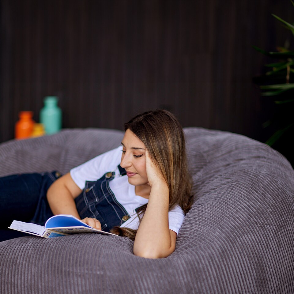 image 1 of Soul Giant Corduroy Bean Bag Charcoal Grey 2-Seater Bean Bag Chair | Grey | Charcoal Grey | XL | 1