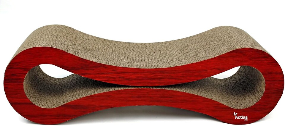 image 1 of Actiaspet - Large Cardboard Corrugated Sofa Bed Cat Scratcher with Free Catnip (Wood Effect)