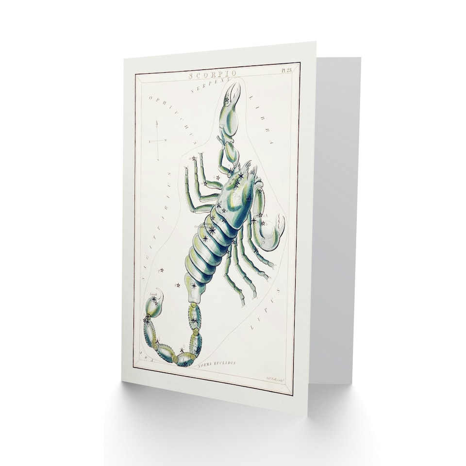 image 1 of Sidney Hall Art Card Astronomical Chart Illustration of Scorpio