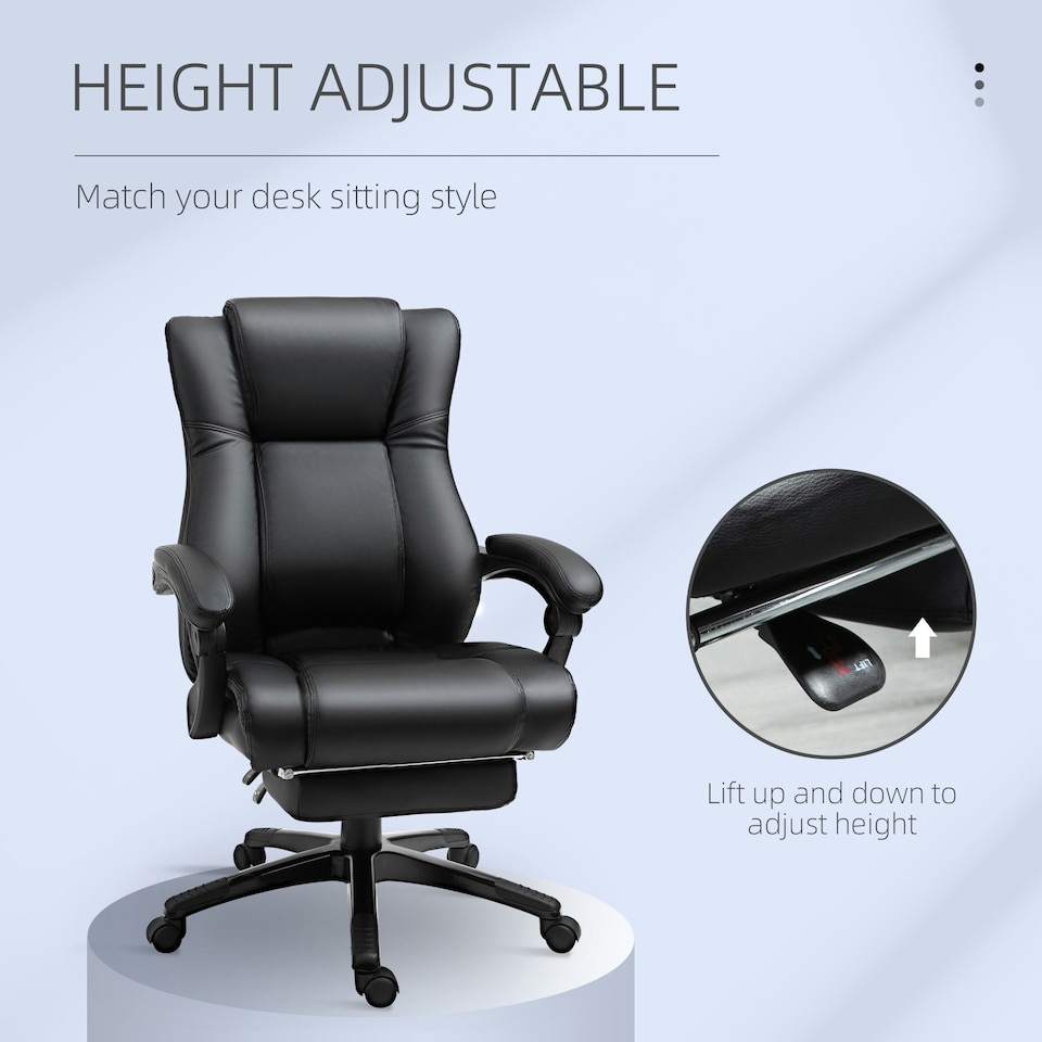 image 1 of Vinsetto Executive Home Office Chair, Computer Chair, with Foot Rest, Black