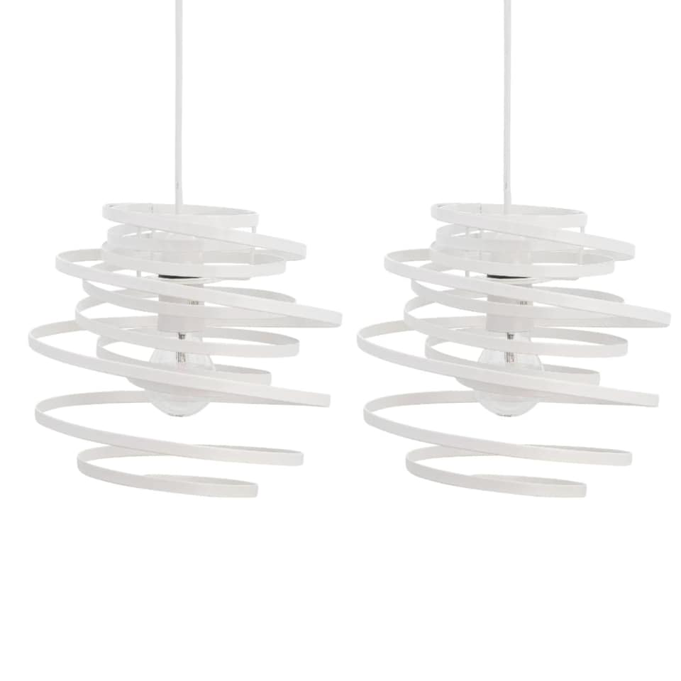 image 1 of Set of 2 White Metal Swirl Easy Fit Light Shades | White | Medium | 2