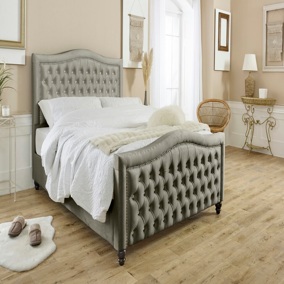Saturn Plush Single Bed Frame - Grey
