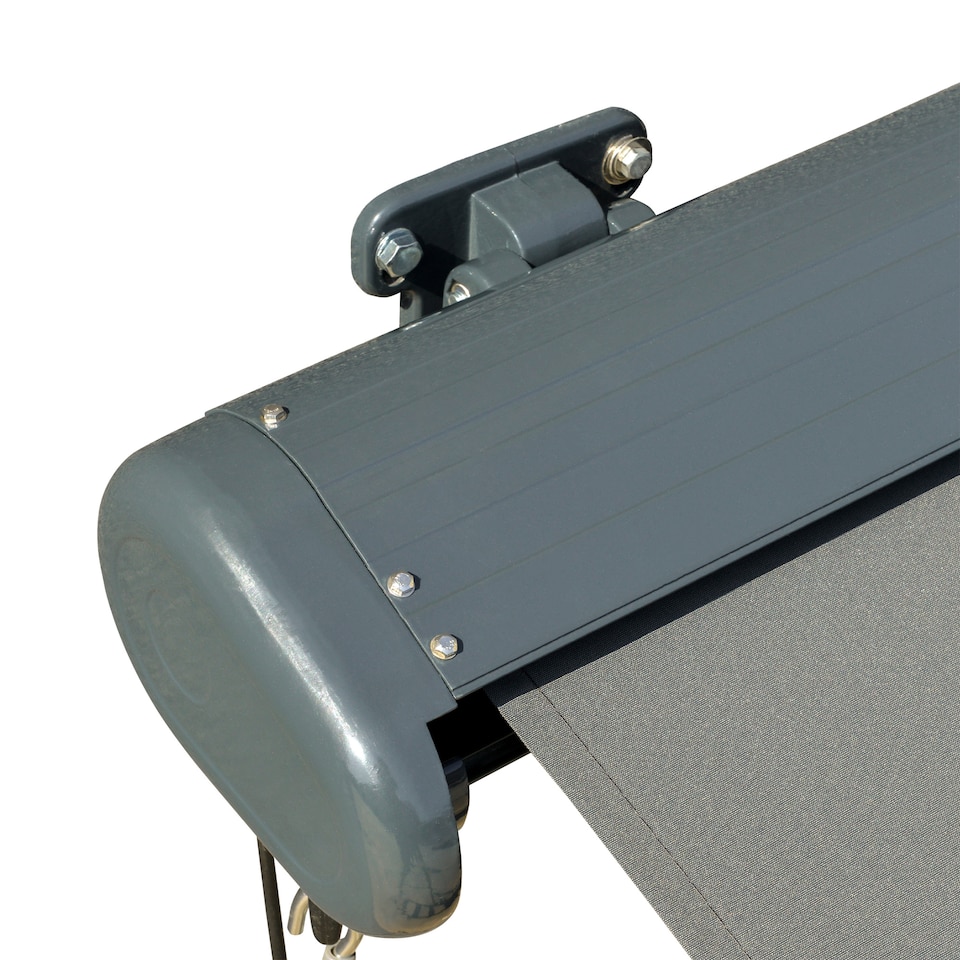 image 1 of Outsunny 3x2.5m LED Light Full Cassette Case Electric/Manual Awning Door Window Sun Shade Patio Canopy Retractable w/ Remote Grey