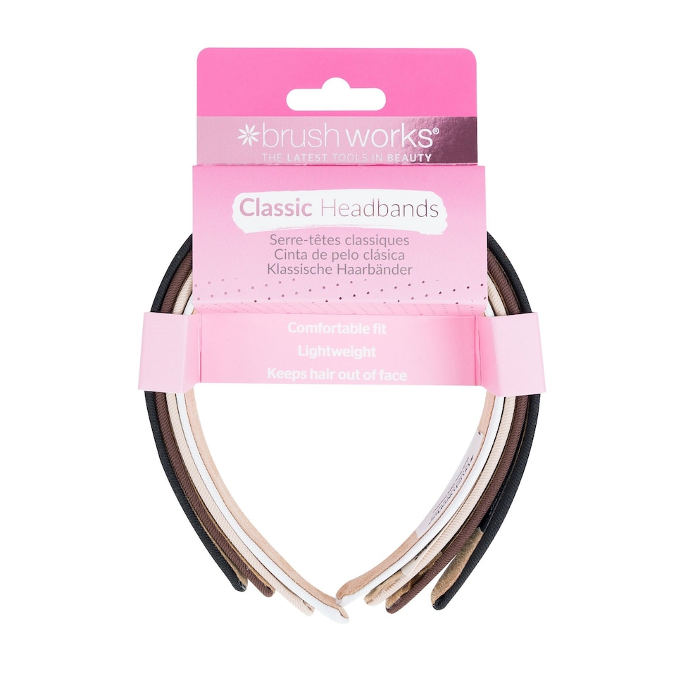 image 1 of Brushworks Classic Headbands 4-Pack, Neutral | Grey | Neutral