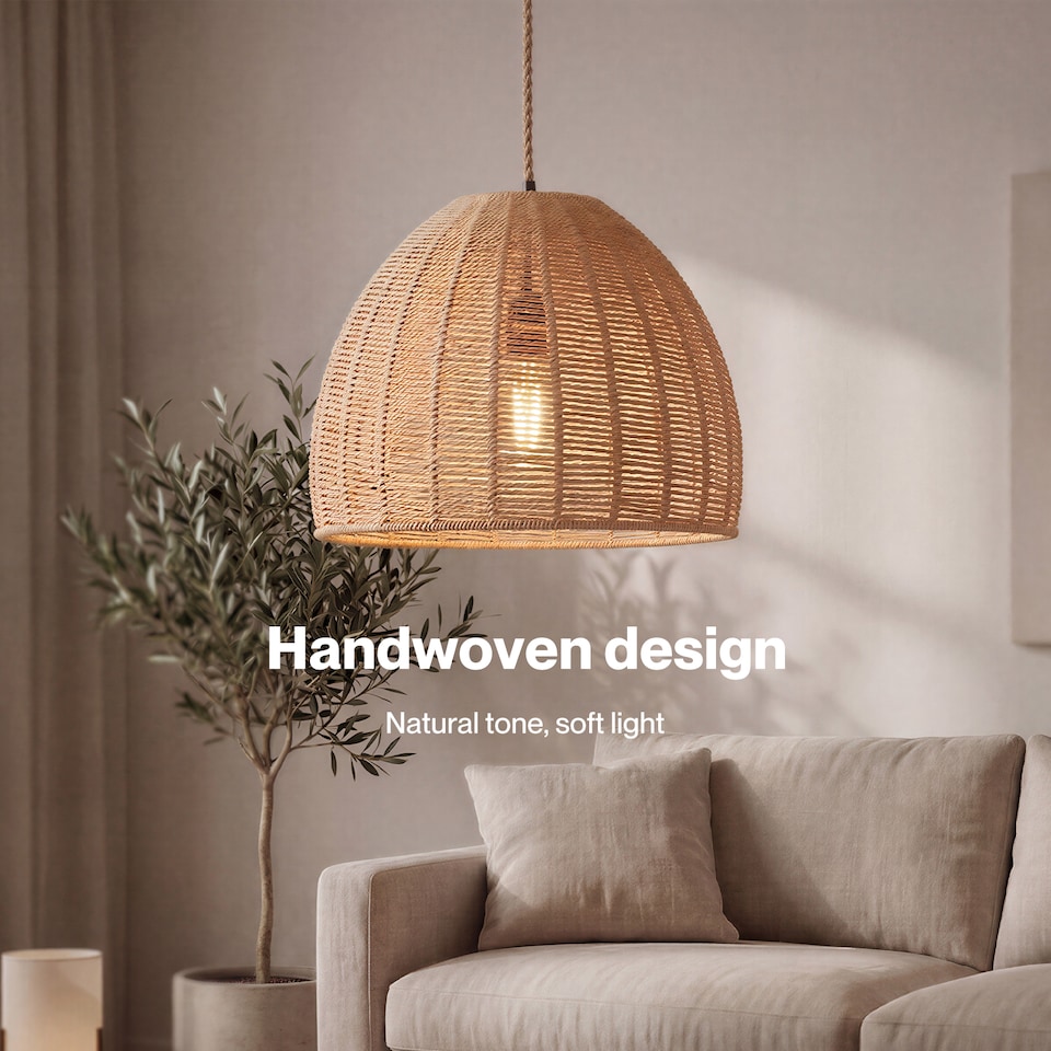image 1 of Emitto Ceiling Light Shade Pendant Woven Lampshade Natural Lightshade Easy Fit