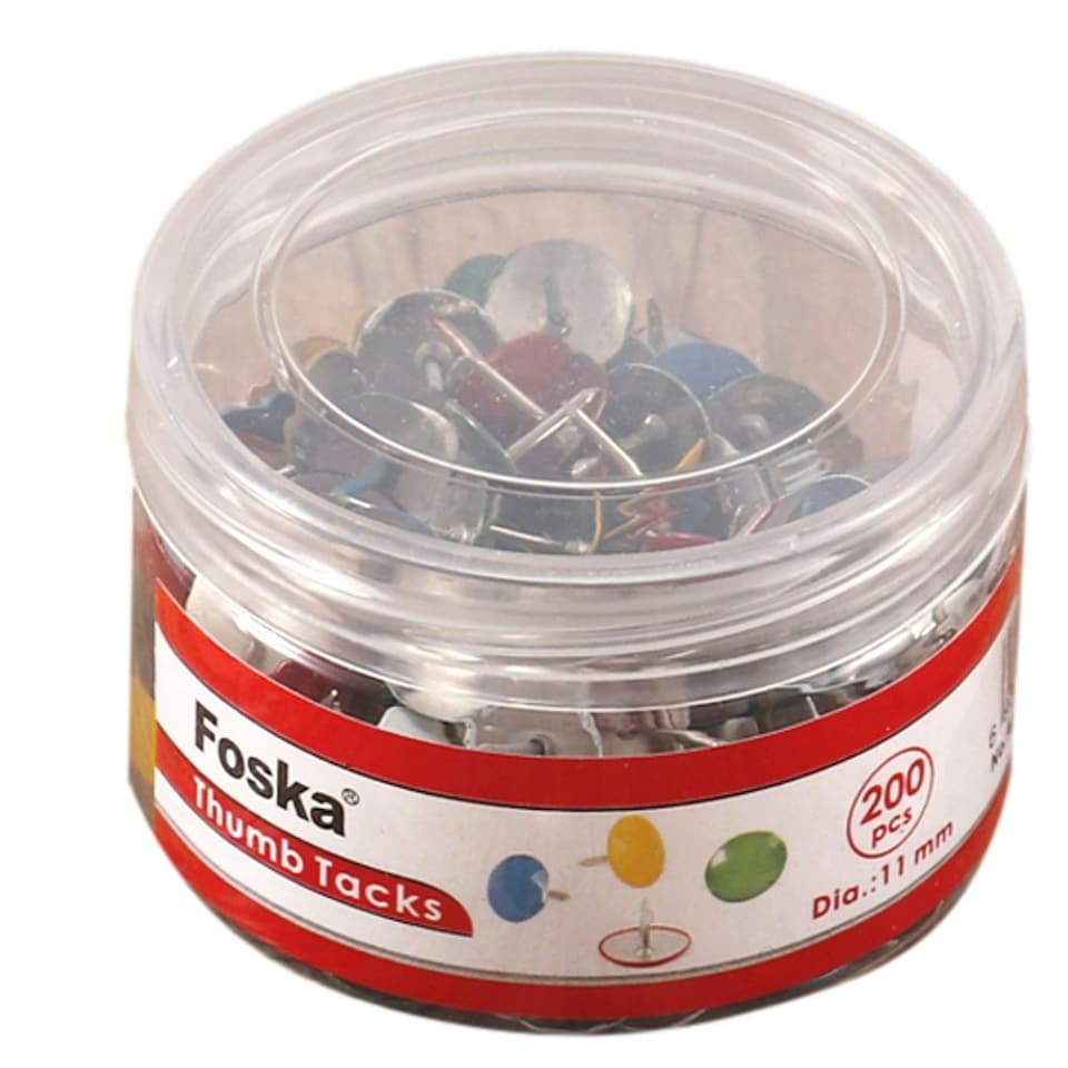 image 1 of Tub of 200 Assorted Colour Metal Thumbtacks 11mm