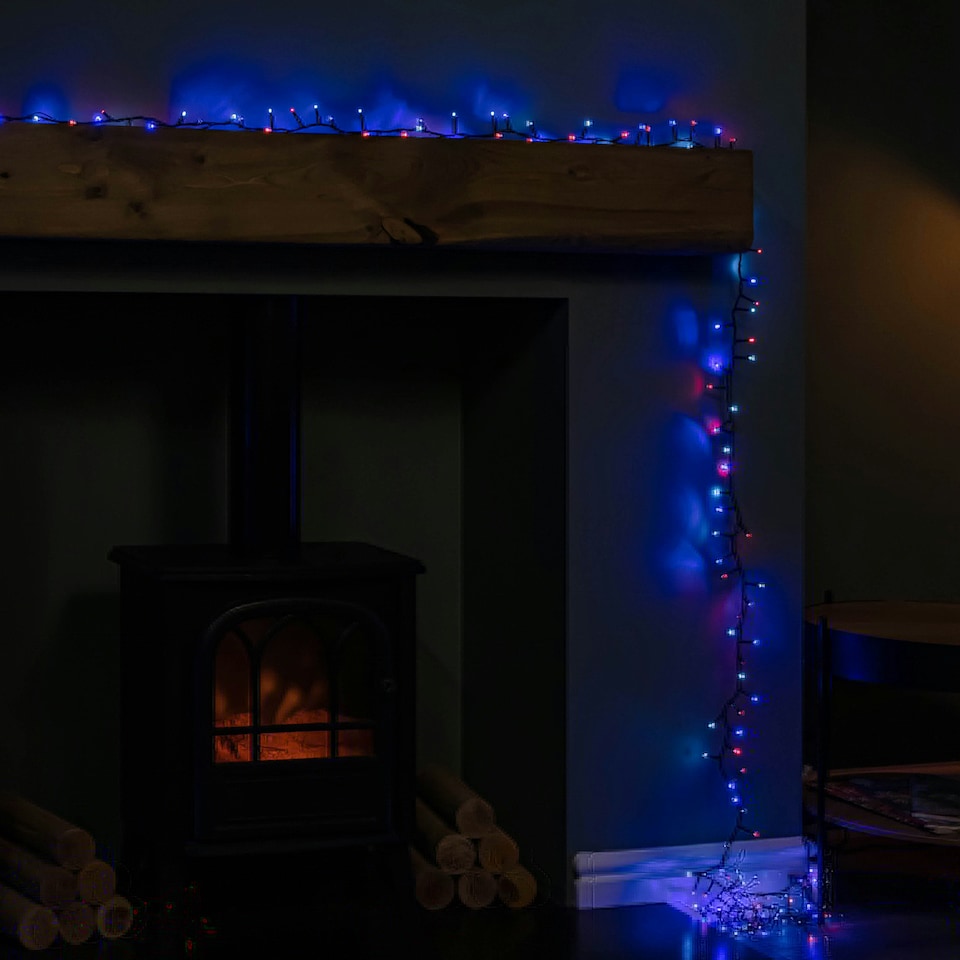 image 1 of 6m 240 LED TreeBrights Christmas String Lights with Timer in Blue, White & Red