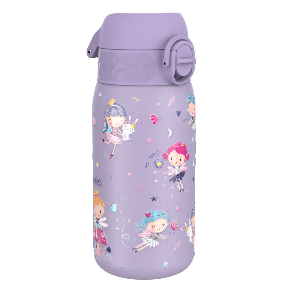 image 1 of Leak Proof Kids Water Bottle, Stainless Steel, 400ml (13oz) | Purple | Fairies | One Size