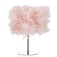 image 1 of Modern and Chic Real Pink Feather Table Lamp with Satin Nickel Base and Switch | Pink