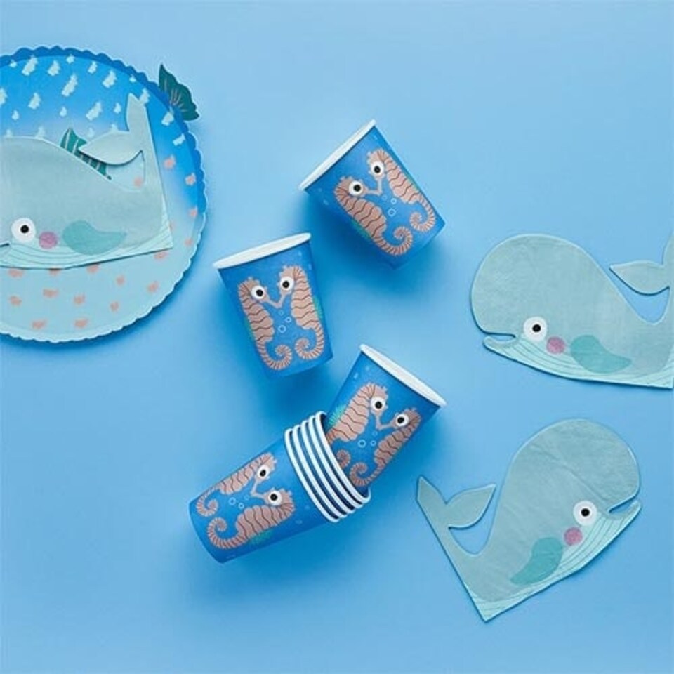 image 1 of Seahorse Paper Cups 230ml - Pack of 8