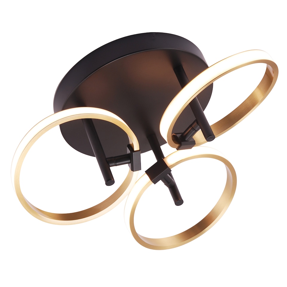 image 1 of Modern Adjustable Gold Halo Rings LED Ceiling Light Fitting with Mat Black Base | Gold