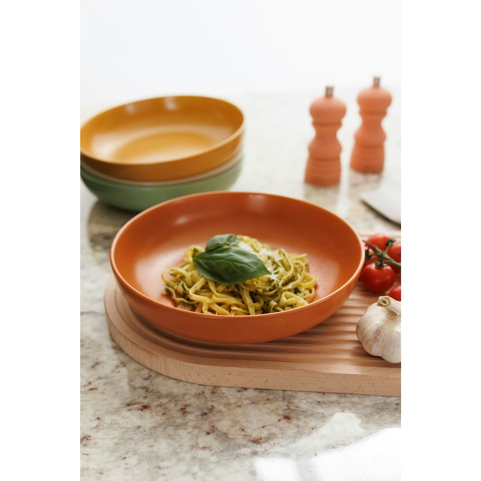 image 1 of KitchenCraft Pasta Bowl Set Stoneware 21cm Set of 4 | Multi