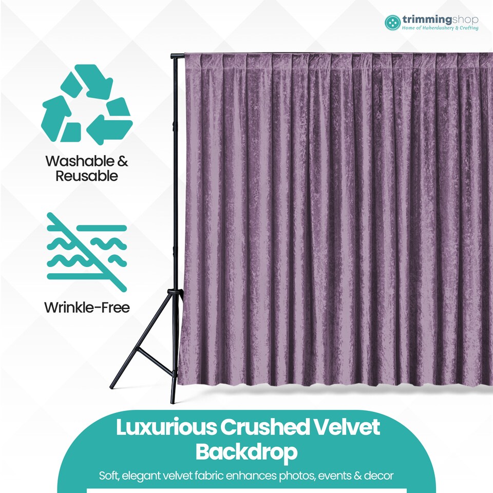 image 1 of 3x3m Crushed Velvet Backdrop, 8cm Rod Pocket Photography Background