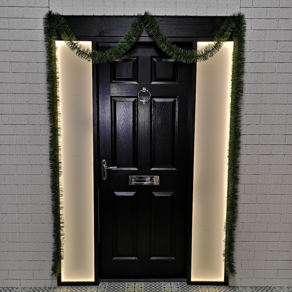 image 1 of 6m (20ft) x 10cm Fine Cut Green Christmas Garland Tree Decoration