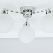 ValueLights Jonah Polished Chrome 3 Arm Globe Ball Shade Flush Ceiling Light