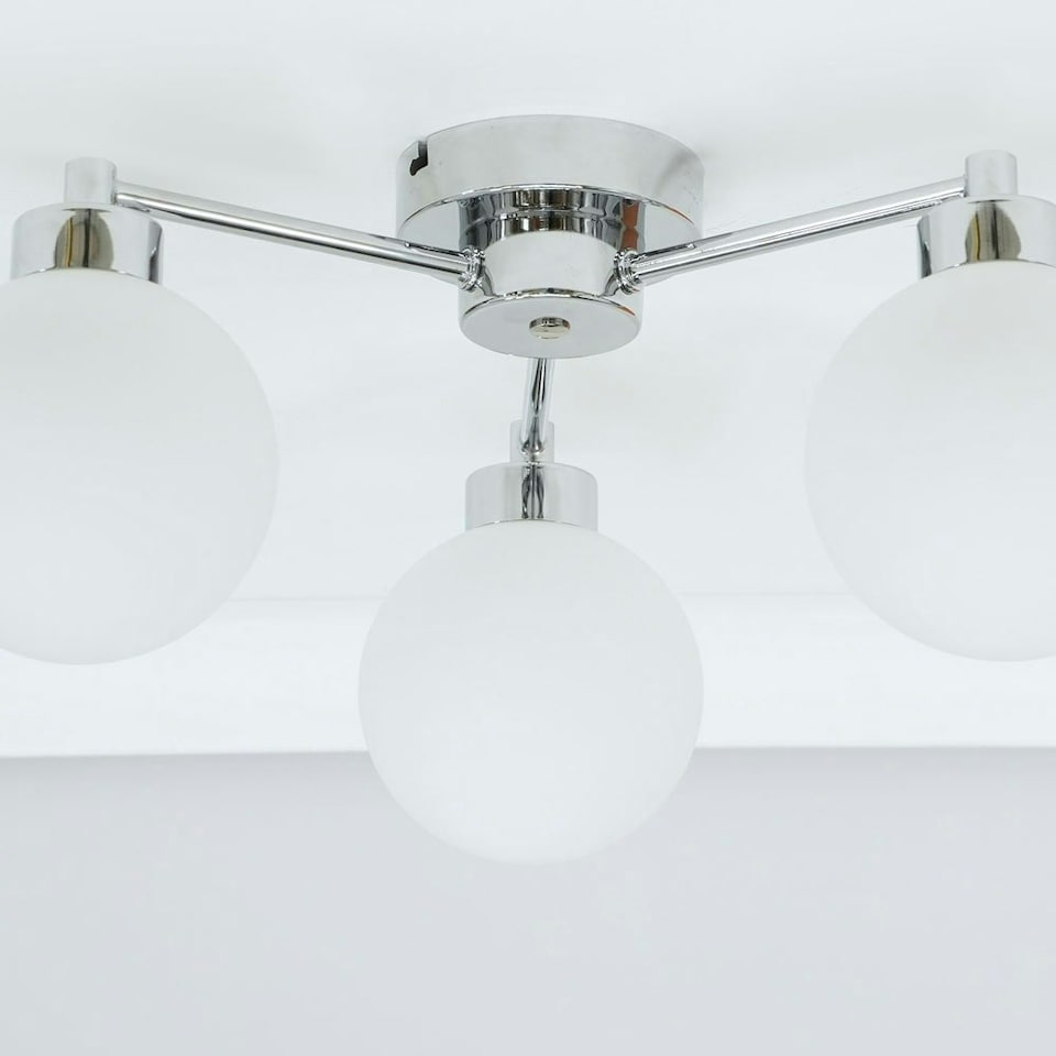 image 1 of ValueLights Jonah Polished Chrome 3 Arm Globe Ball Shade Flush Ceiling Light