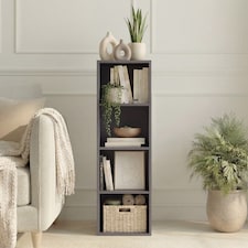 Vida Designs Oxford 4 Tier Cube Bookcase Display Storage, Grey