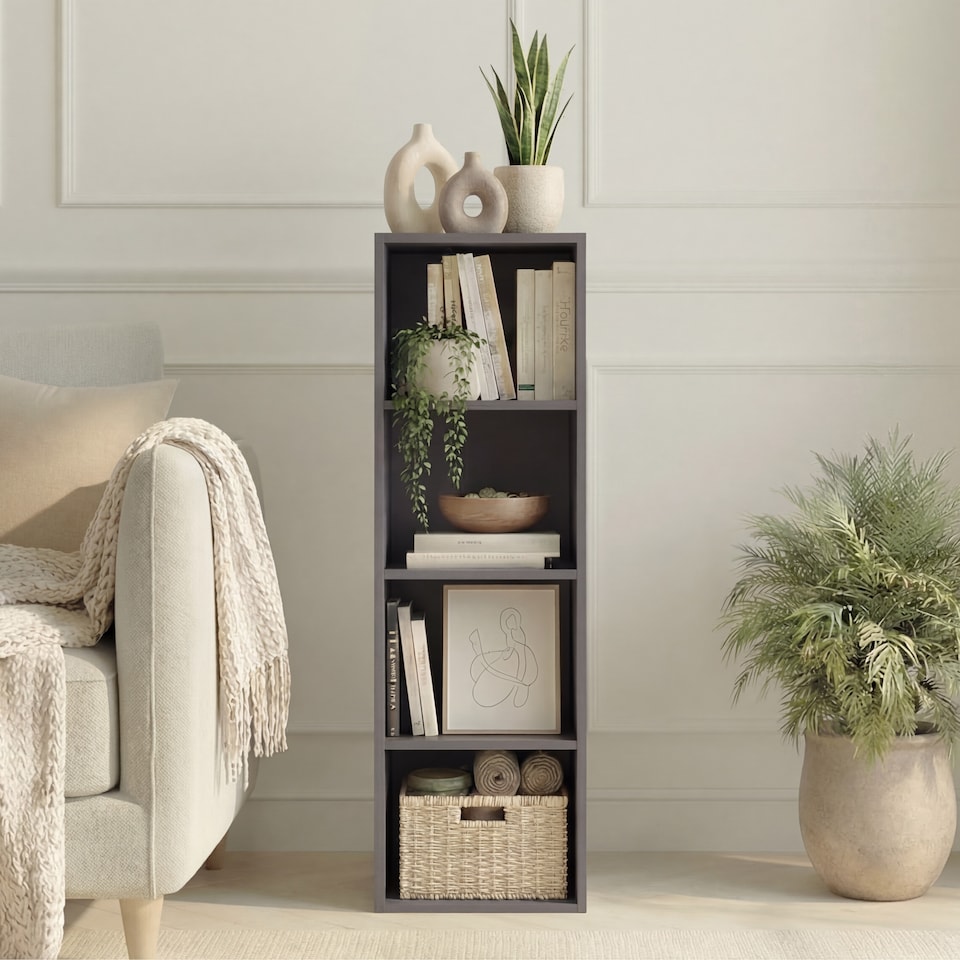 image 1 of Vida Designs Oxford 4 Tier Cube Bookcase Display Storage, Grey