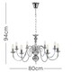 image 5 of ValueLights Traditional Style 8 Way Polished Chrome Ceiling Light Chandelier Fitting Chrome