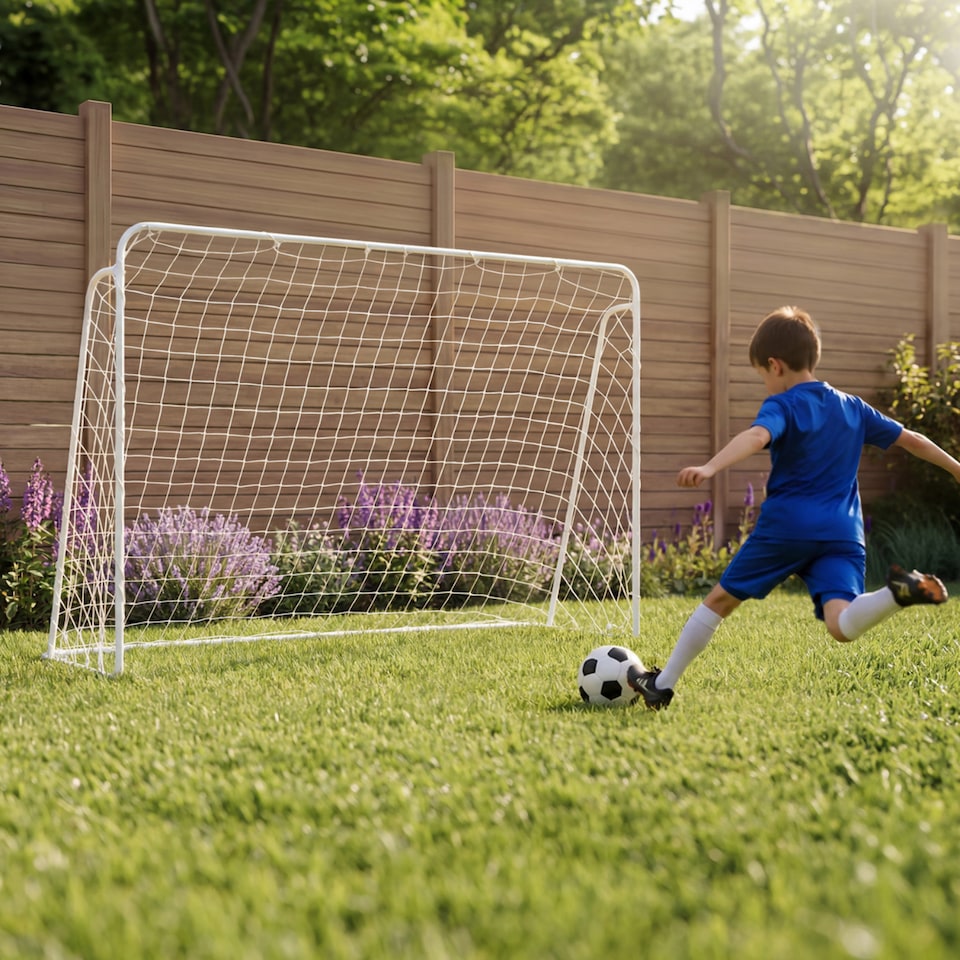 image 1 of Charles Bentley 7ft x 5ft Metal Football Goal Posts Net