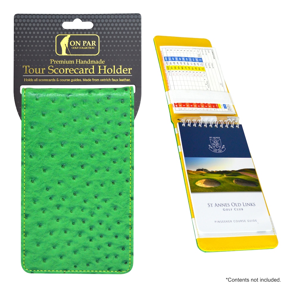 image 1 of Premium Ostrich Golf Scorecard Holder - Green / Yellow