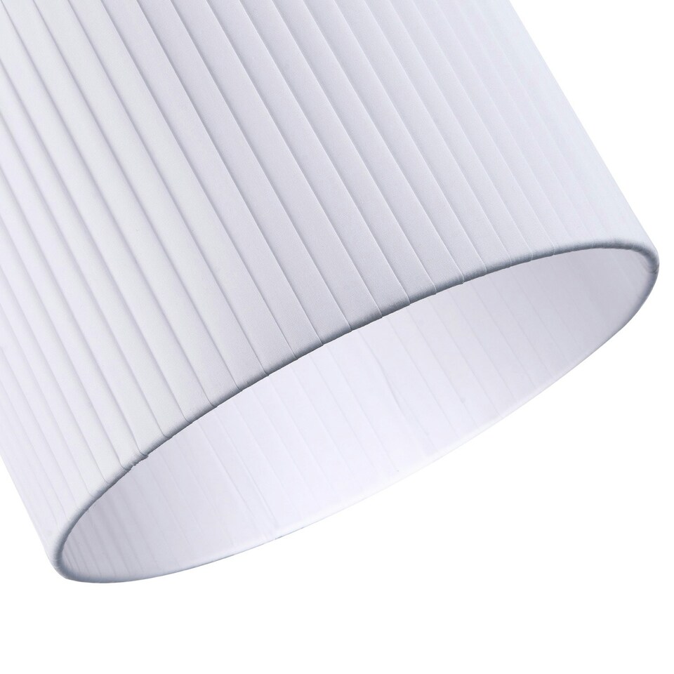 image 1 of Contemporary Designer Double Pleated White Cotton Fabric 12" Drum Lamp Shade White