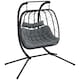 image 1 of Outsunny PE Hanging Swing Chair w/ Thick Cushion, Patio Hanging Chair, Black