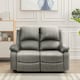 image 4 of Faux Leather 2 Seat Reclining Sofa In Light Grey
