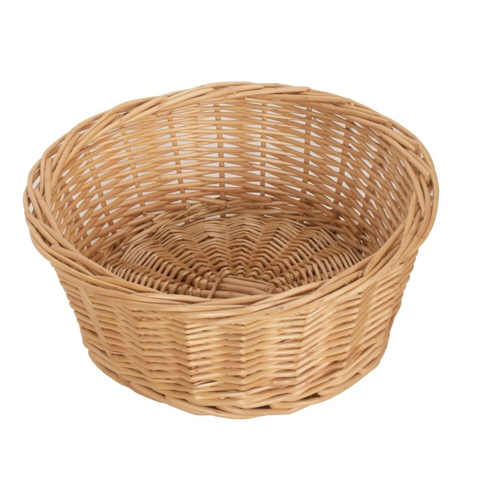 image 1 of 24cm Round Buff Willow Tapered Wicker Tray Brown | Brown