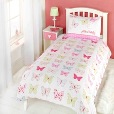 Fly Up High Butterfly Polycotton Kids Duvet Cover Set with Pillowcase Multi | Double