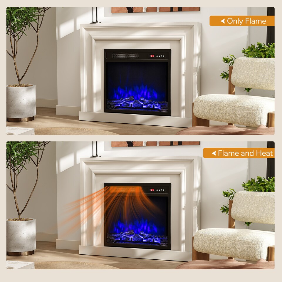 image 1 of COSTWAY Electric Fireplace Insert Fireplace Heater Black