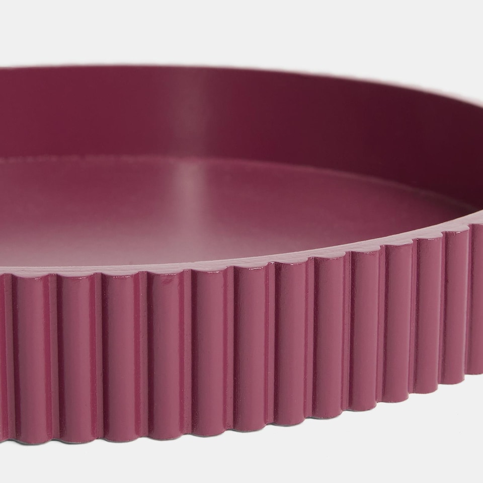 image 1 of OHS Ribbed Round Decorative Tray Table Organiser Countertop Storage