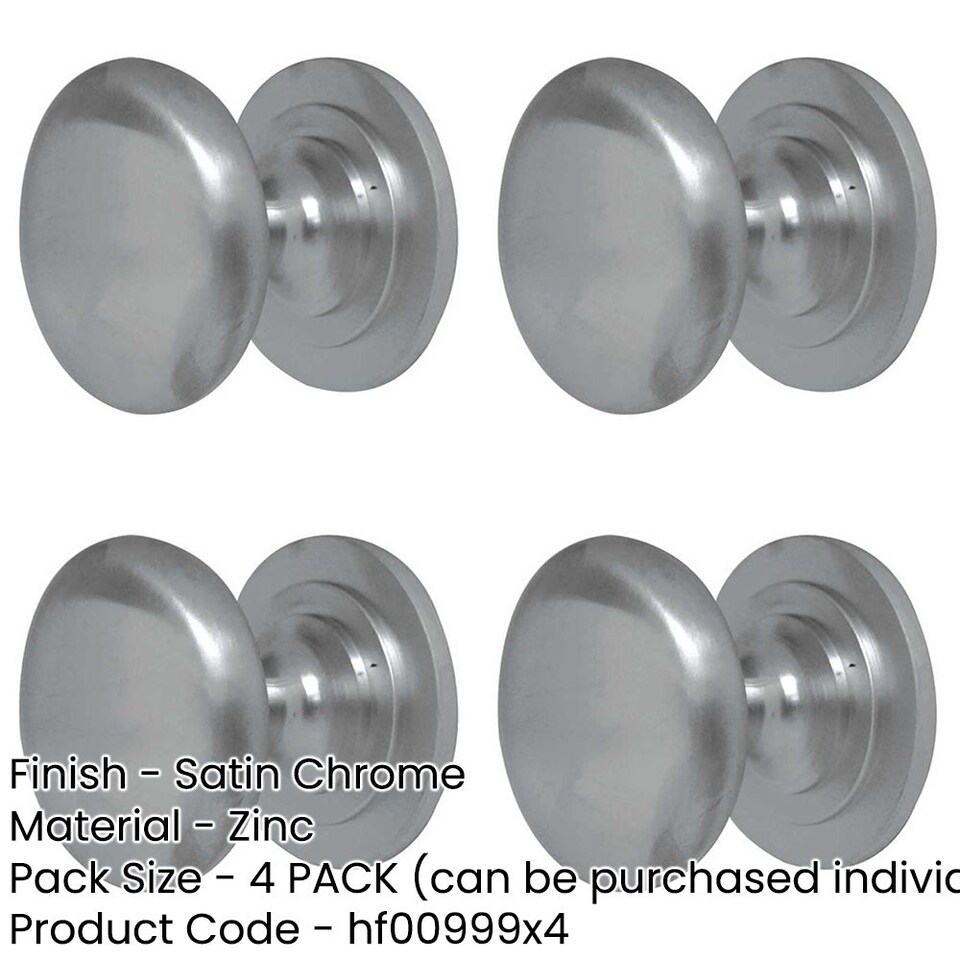 image 1 of 4 PACK High-Quality Satin Chrome Cupboard Knob 25mm for Furniture - Kitchen Cabinet Knob