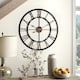 image 3 of Living and Home Round Vintage Silent Wall Clock - 60cm | Black