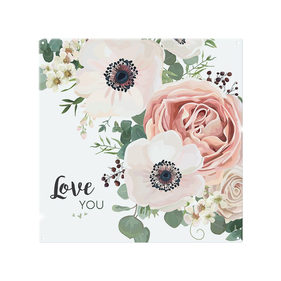 image 1 of Garden Flower Pink Peach Rose White Anemone Splash Back | White