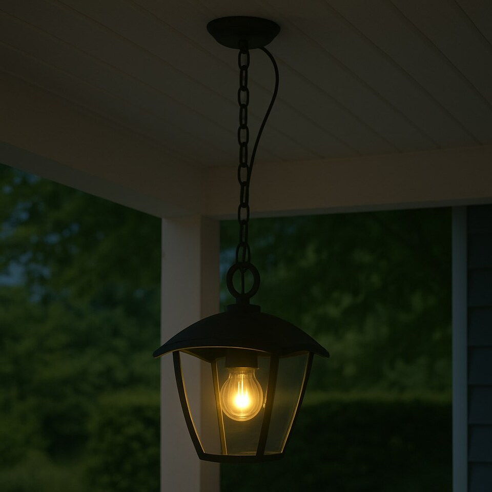image 1 of CGC VIOLET Black Outdoor Chain Hanging Lantern Light Black