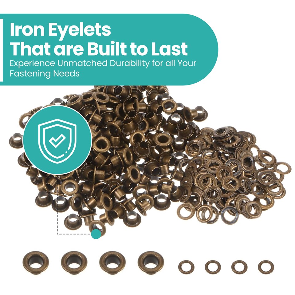 image 1 of 4mm Eyelets with Washers Durable Iron Grommets for DIY Project-100pcs