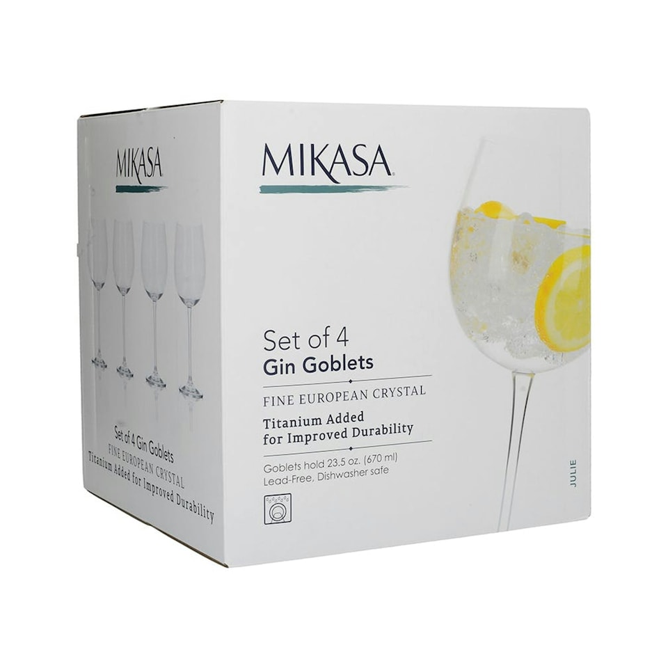 image 1 of Mikasa Gin Goblet Set Clear Crystal 665ml Set of 4